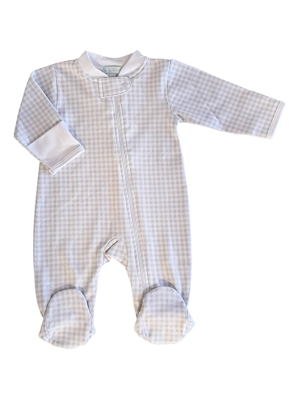 Baby "Grey Checks" Unisex  Zipper Pima Cotton Footie - Little Threads Inc. Children's Clothing