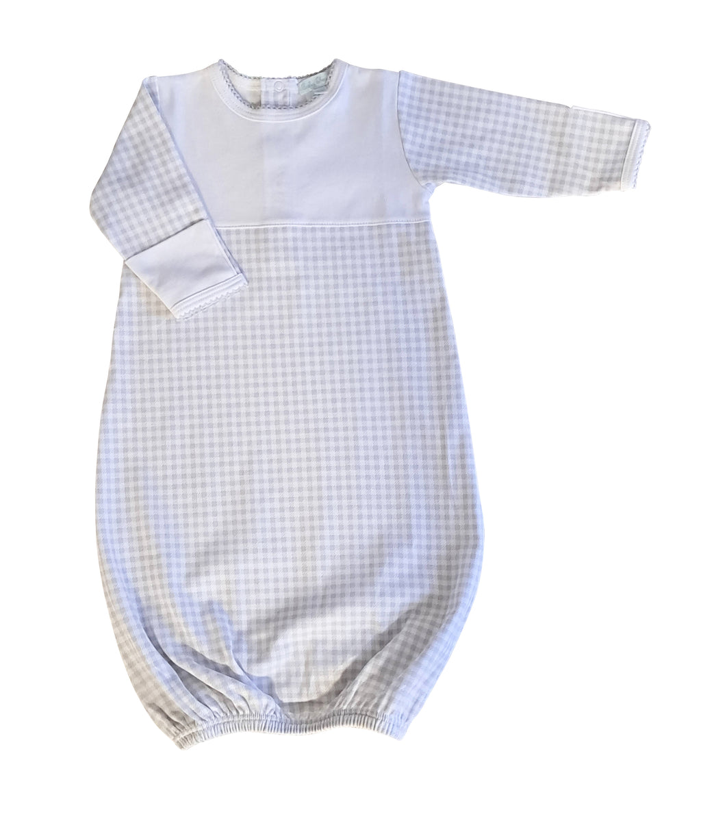 Baby's "Grey Check" Unisex Pima Cotton Gown - Little Threads Inc. Children's Clothing