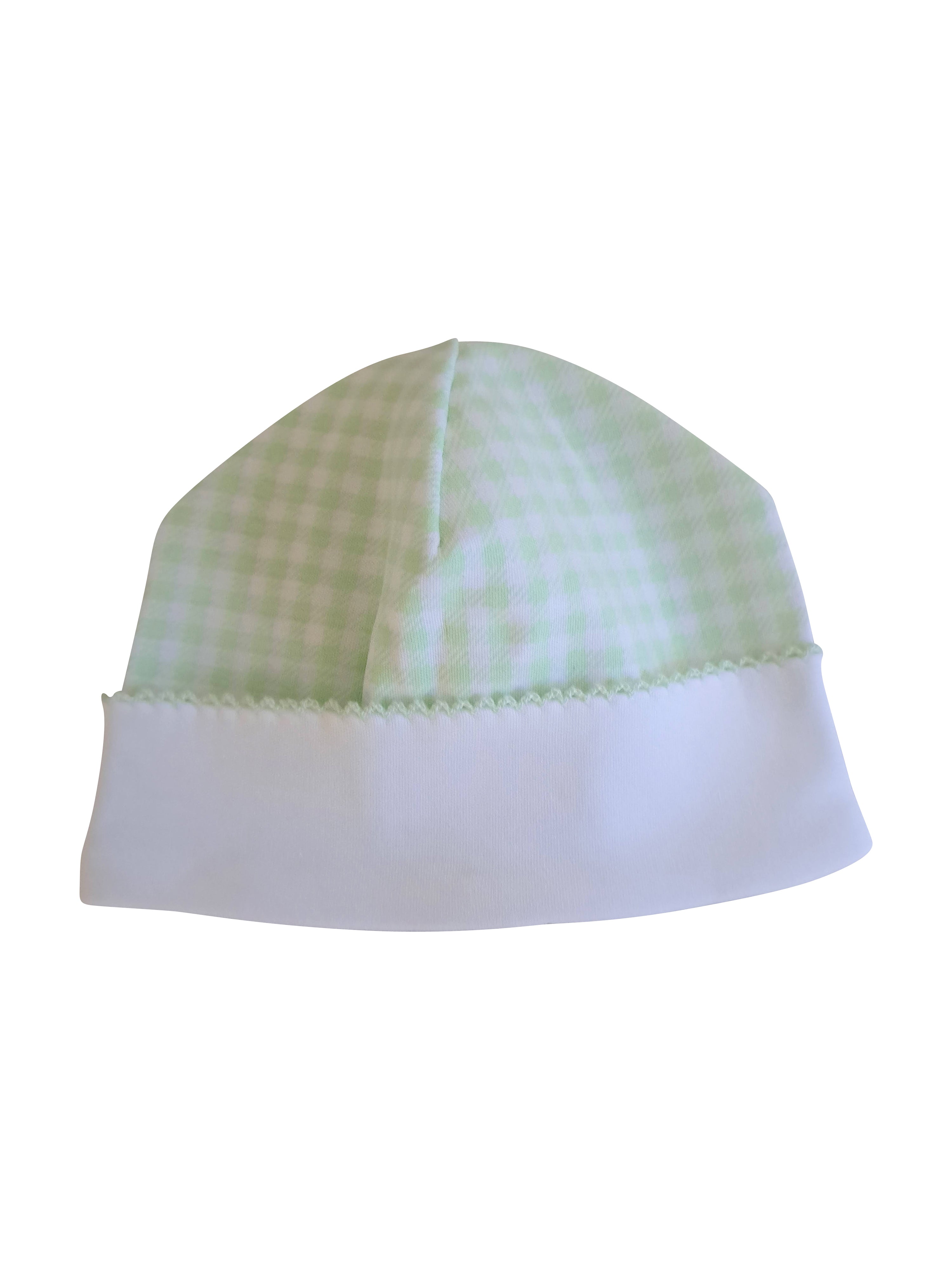 Mint checks monogramed Pima Cotton Baby hat - Unisex - Little Threads Inc. Children's Clothing