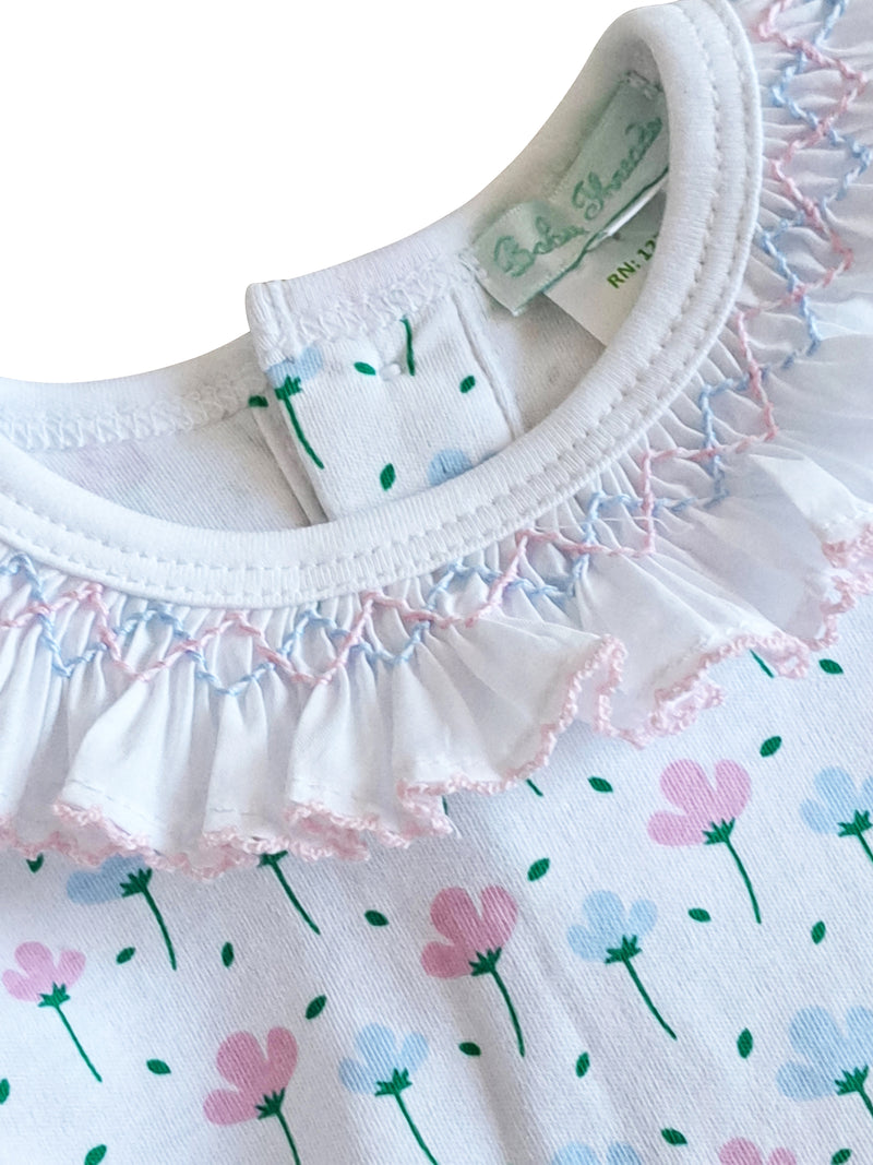 Hand smocked Spring flowers diaper set Pima Cotton - Little Threads Inc. Children's Clothing