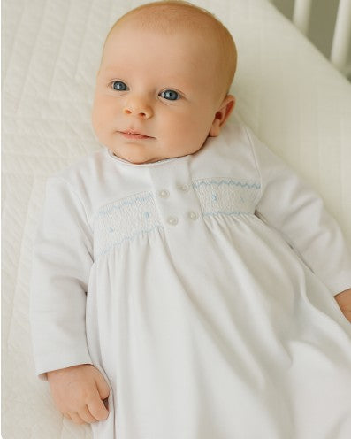 Baby Boy's "Celine and Tom" Hand Smocked Daygown - Little Threads Inc. Children's Clothing