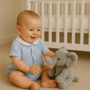 Basics - Blue Seersucker Baby Boy Romper