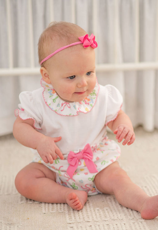 Bows and Flowers Baby Girl Diaper Set Pima Cotton - Little Threads Inc. Children's Clothing