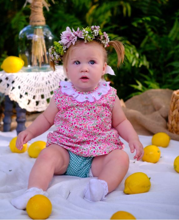 Brooke floral print Spring baby girl bloomer set