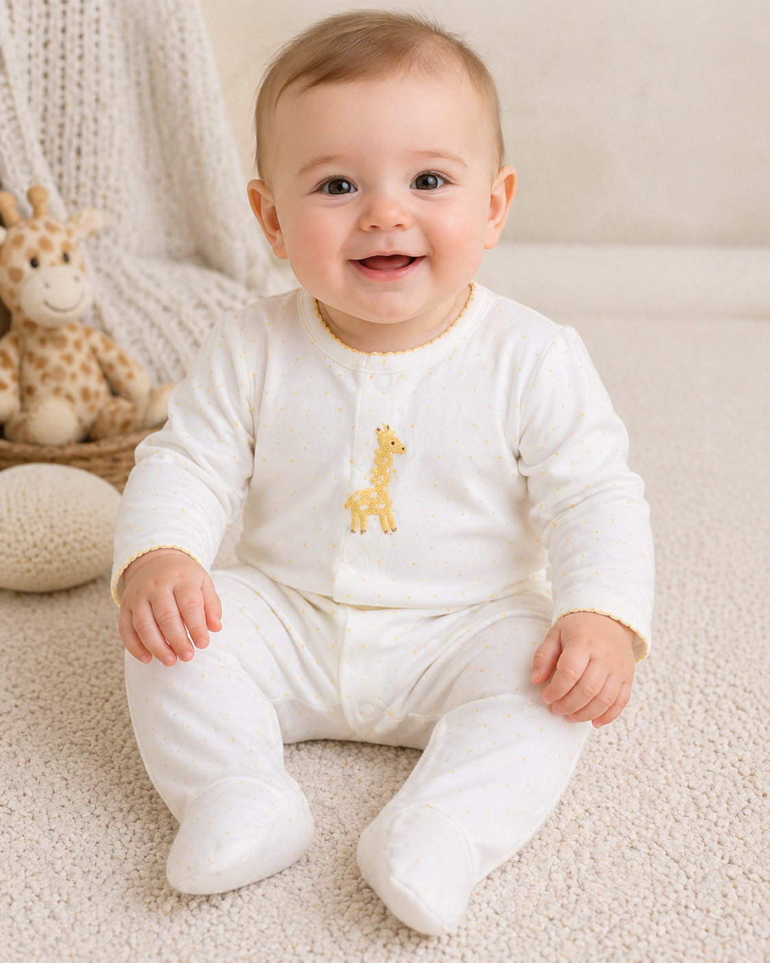 Baby's "Cute Giraffe" Footie - Little Threads Inc. Children's Clothing