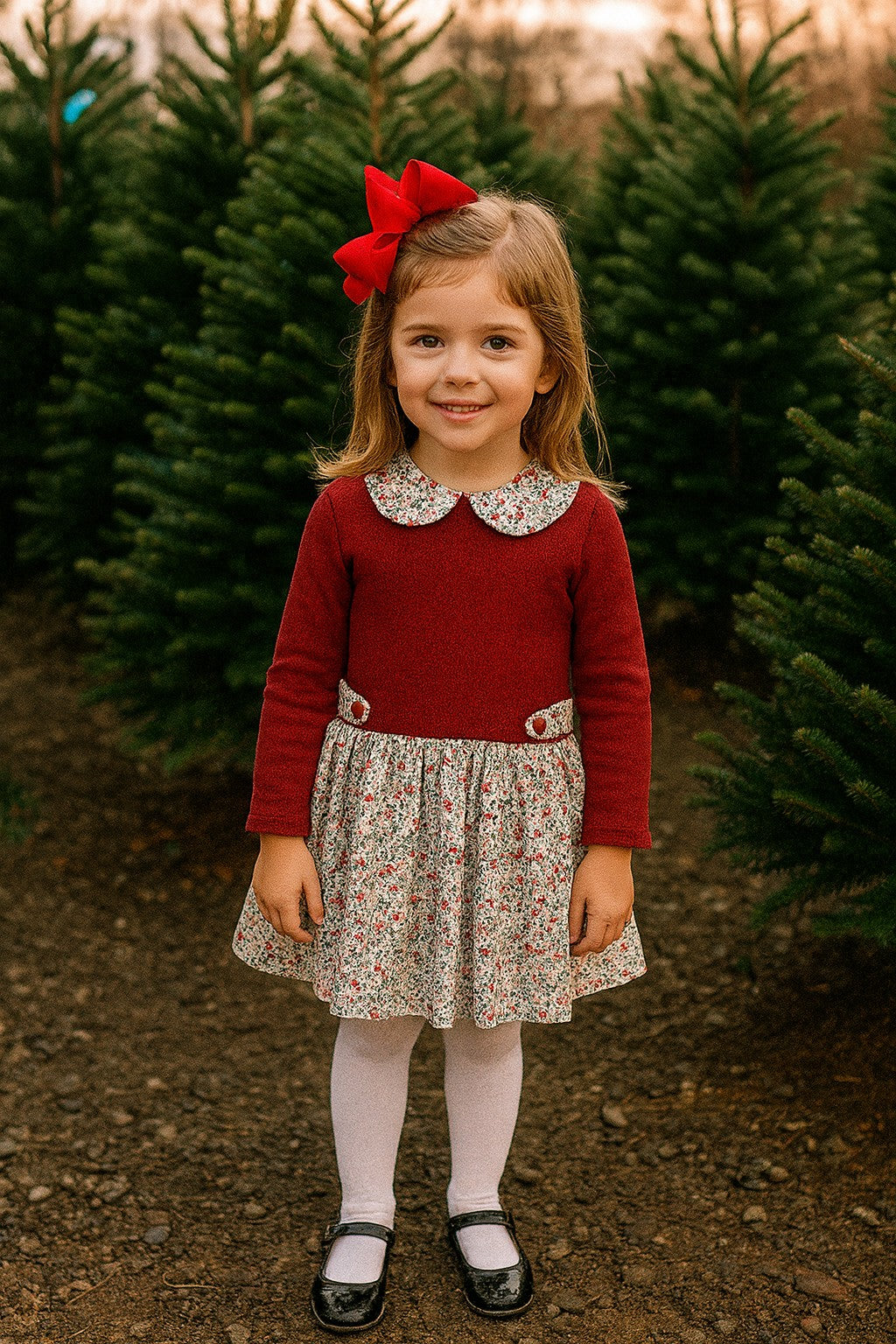 Girl's "Callie & Carter" Christmas Fleece Floral Dress