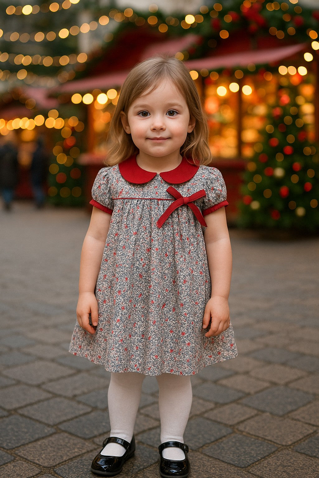 Girl's "Callie & Carter" Christmas Floral Cotton Dress