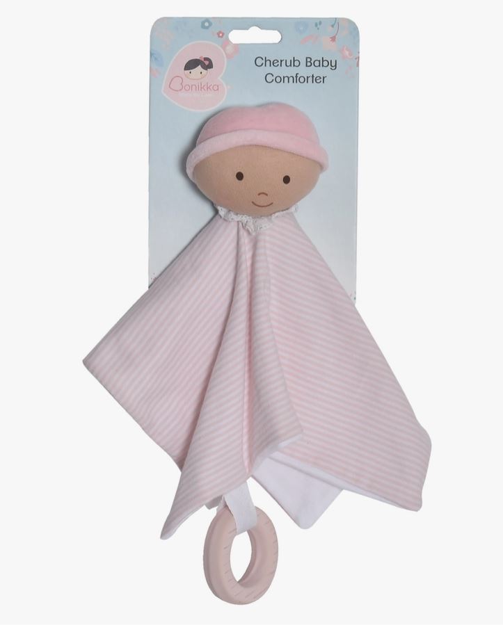 Cherub Baby Comforter with Rubber Teether -Pink - Little Threads Inc. Children's Clothing