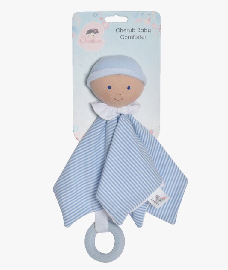 Cherub Baby Comforter with Rubber Teether - Blue - Little Threads Inc. Children's Clothing