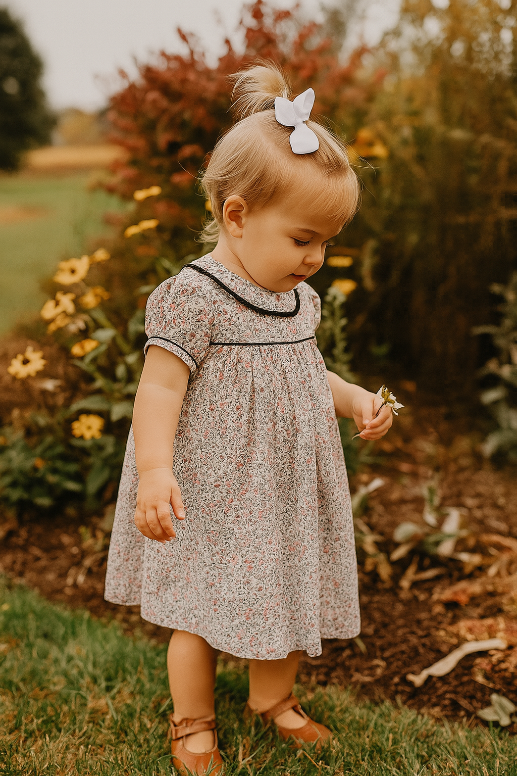 Cary Collection Fall Floral and brown Girl's float dress - Little Threads Inc. Children's Clothing