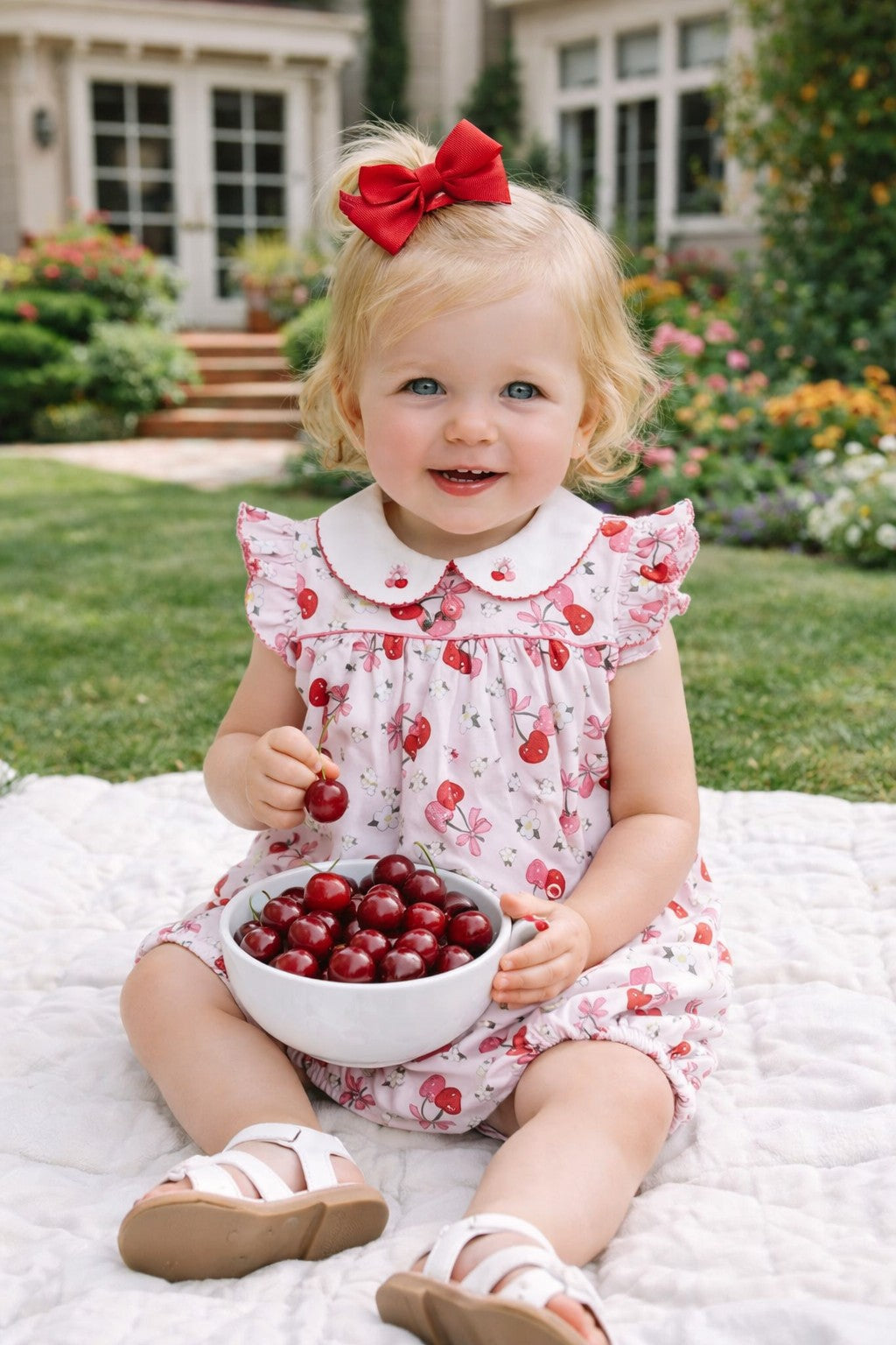 Cherries Girl's Pima Cotton Baby Bubble - Little Threads Inc. Children's Clothing