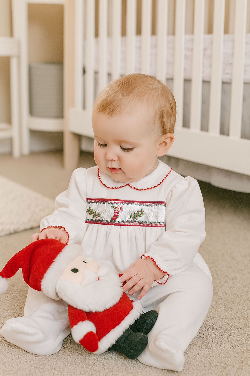 Christmas Stocking Pima Cotton Baby Girl Footie .