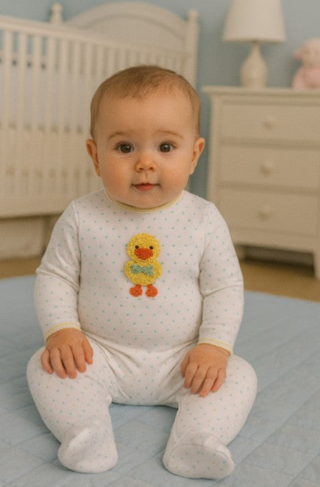 Ducky Polka Dots Baby's Unisex Footie - Little Threads Inc. Children's Clothing
