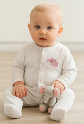 Baby Girl's "Elephant Collection" Pima Cotton Converter Gown - Little Threads Inc. Children's Clothing