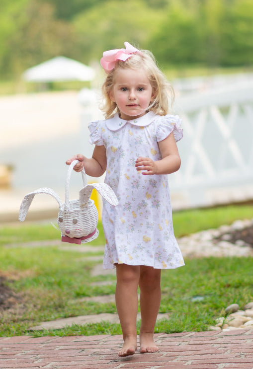 Easter Floral A line Girls Dress Pima Cotton - Little Threads Inc. Children's Clothing
