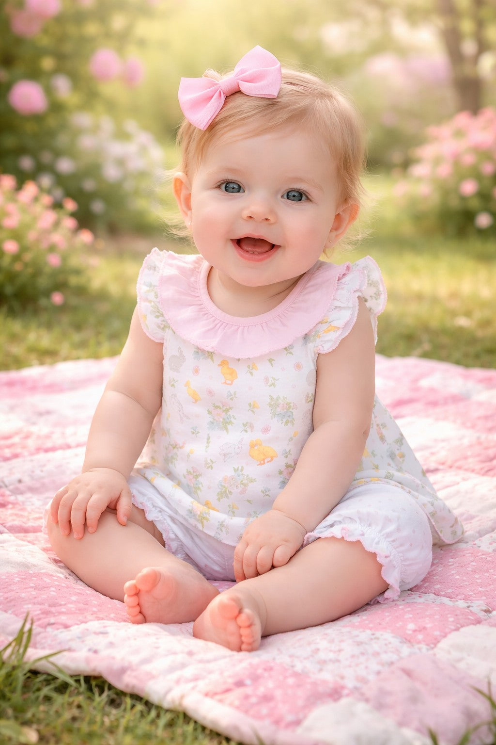 Baby Girl's "Easter Floral" Pima Cotton Popover Set