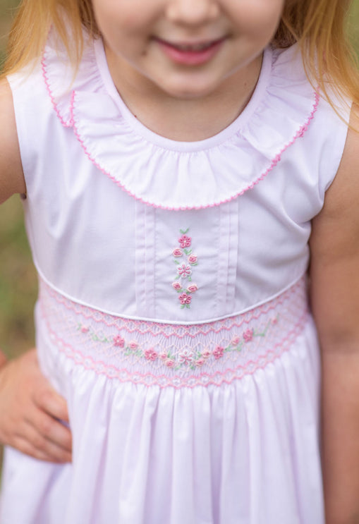 Pink Hand Smocked Girls Dress. - Little Threads Inc. Children's Clothing