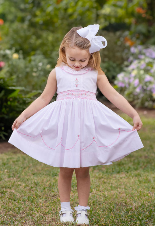 Pink Hand Smocked Girls Dress. - Little Threads Inc. Children's Clothing