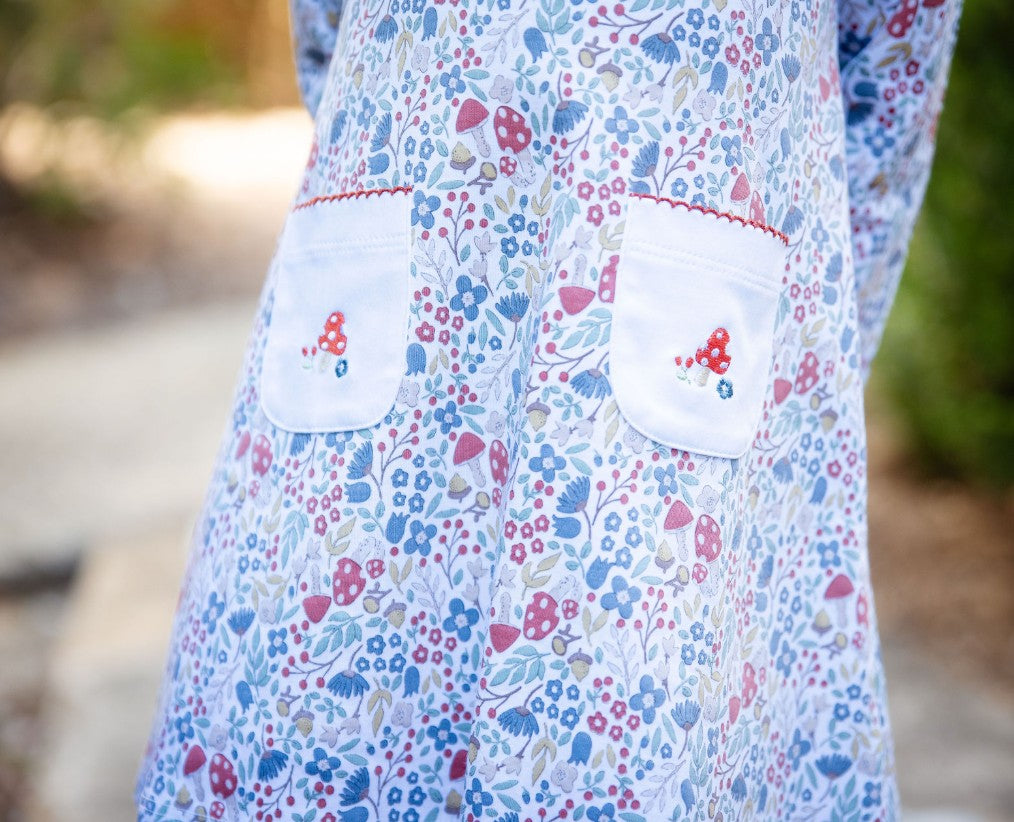 Girl's "Fall Flowers" Long Sleeve A-line Pima Cotton girl's Dress - Little Threads Inc. Children's Clothing