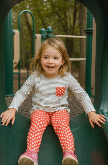 Girl's Striped top with orange Fall legging print set - Little Threads Inc. Children's Clothing