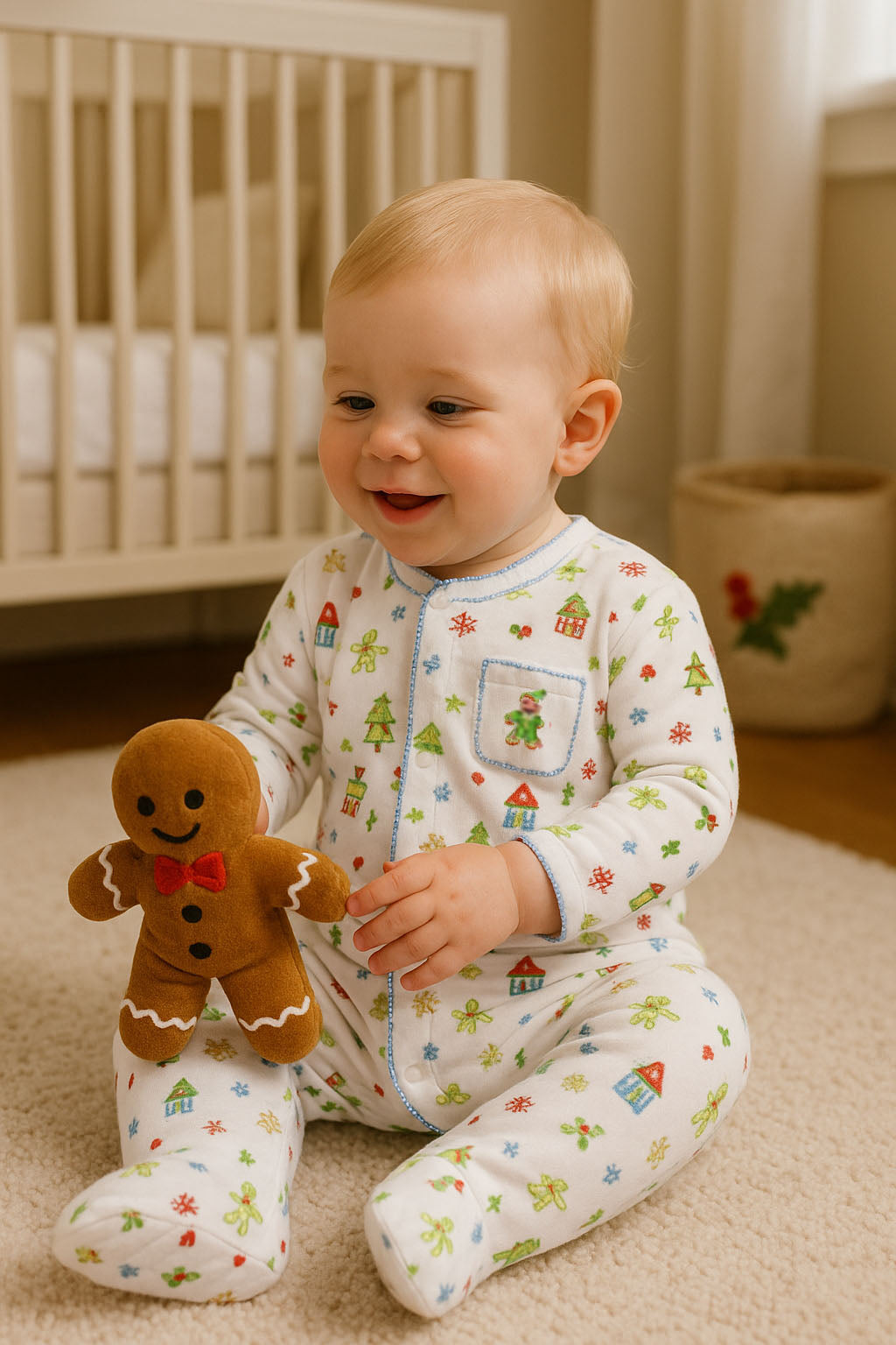 Gingerbread Pima Cotton Boy Footie