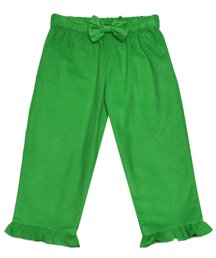 Girl's Green Corduroy Pants - Little Threads Inc. Children's Clothing