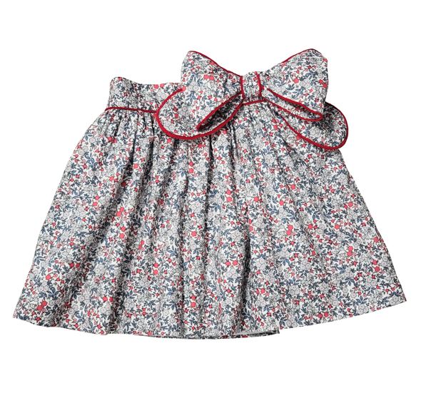 Girl's "Callie & Carter" Christmas Floral Bow Cotton Skirt - Little Threads Inc. Children's Clothing