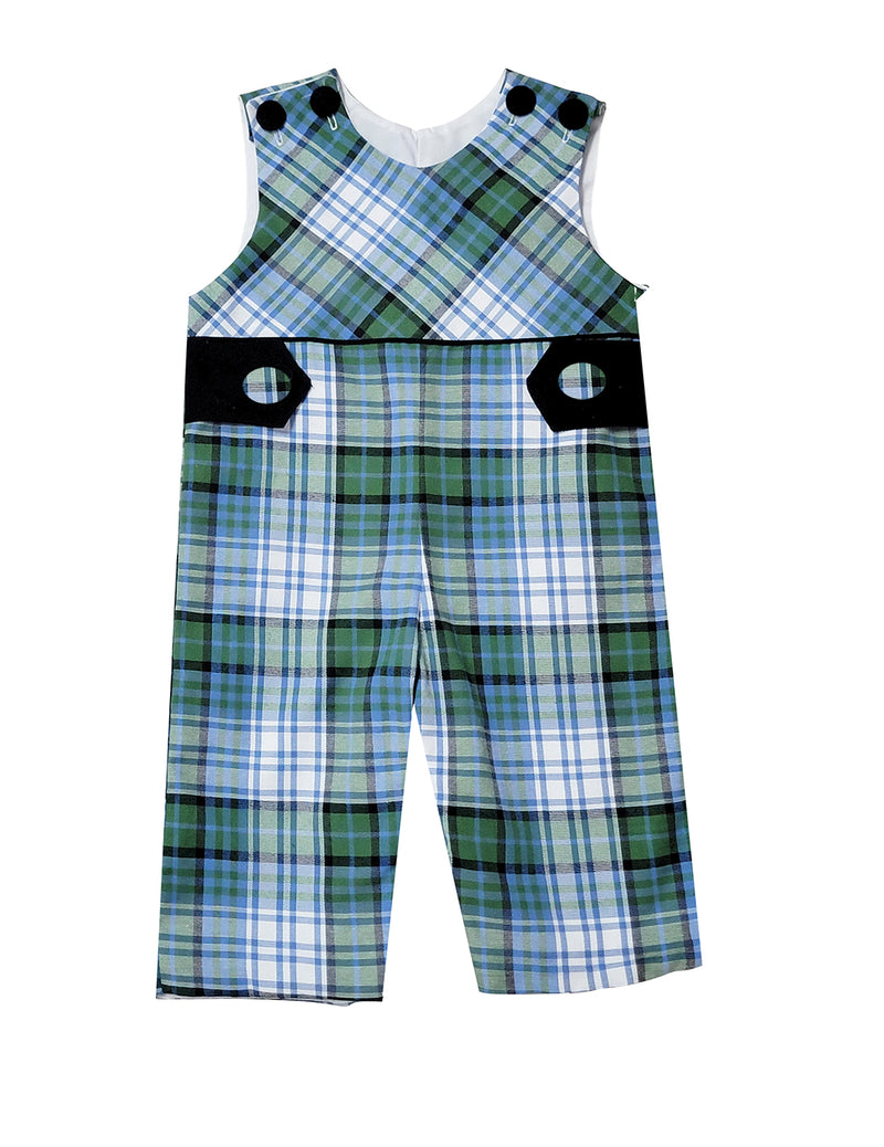 Boy's "Vivi & Brett" Blue Plaid Overall - Little Threads Inc. Children's Clothing