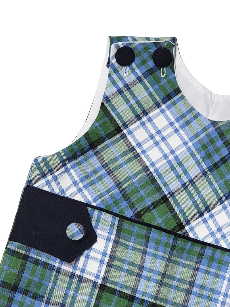 Boy's "Vivi & Brett" Blue Plaid Overall - Little Threads Inc. Children's Clothing