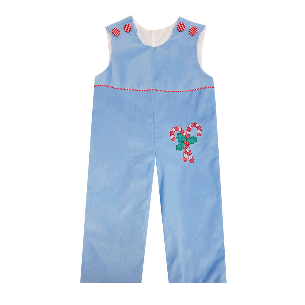 Boy's "Candy Cane" Christmas Overall - Little Threads Inc. Children's Clothing