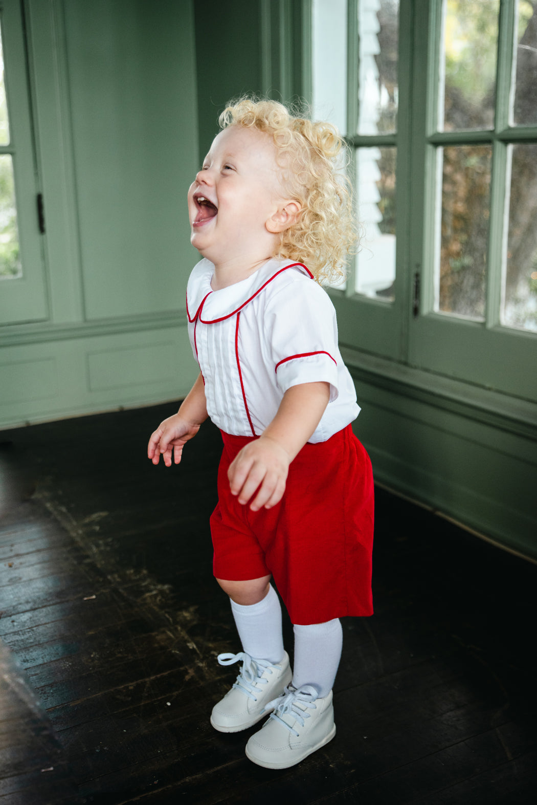 Boy's 'Red Christmas" Corduroy Boy Short - Little Threads Inc. Children's Clothing