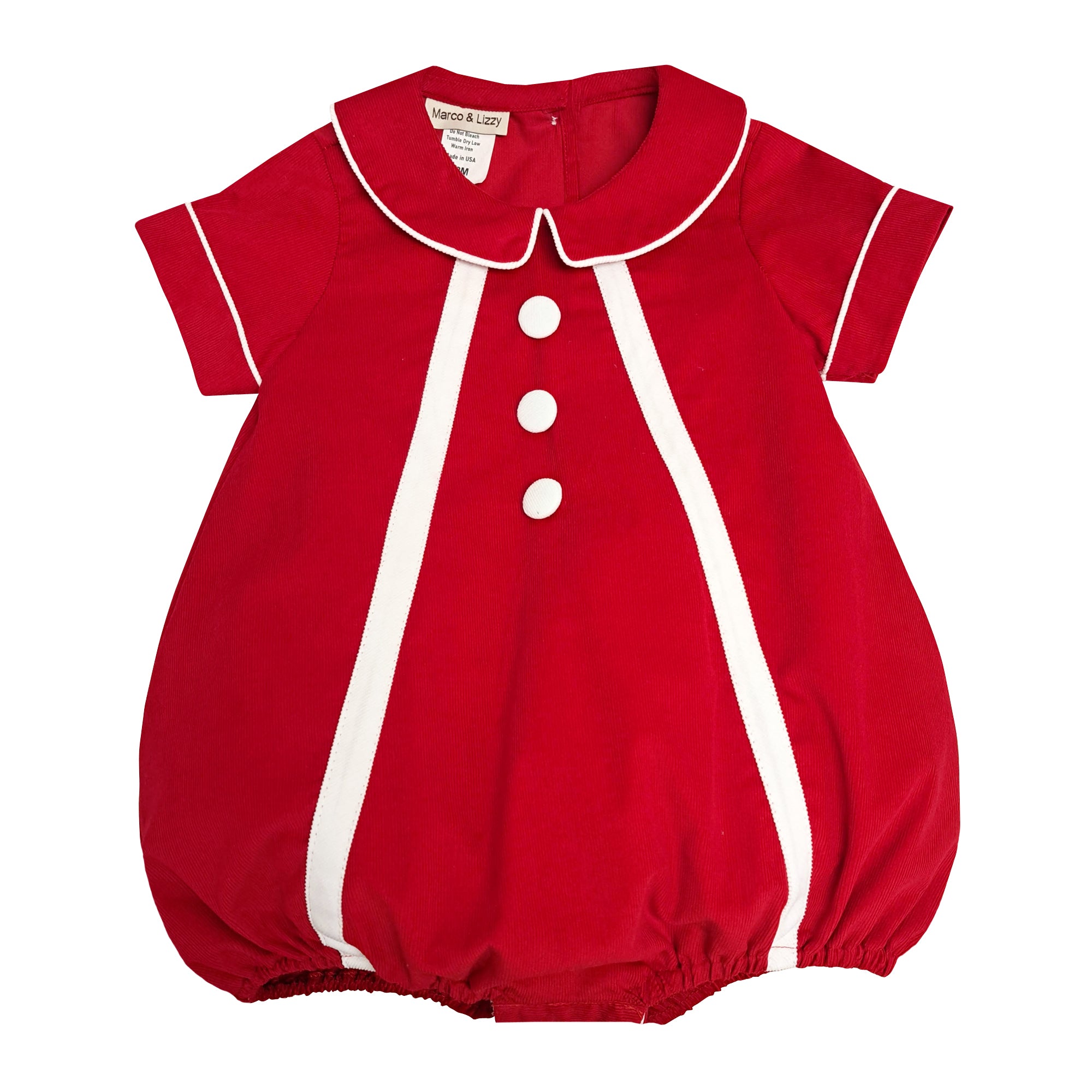 Baby Boy's Christmas Red Corduroy Romper - Little Threads Inc. Children's Clothing