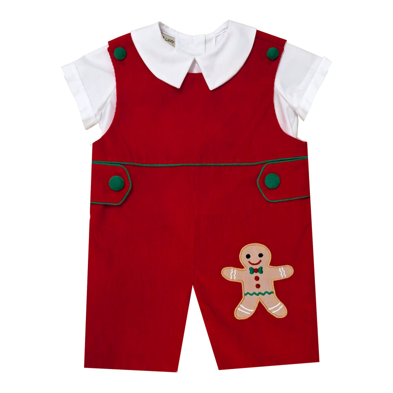 Boy's Christmas "Gingerbread" Overall Set - Little Threads Inc. Children's Clothing