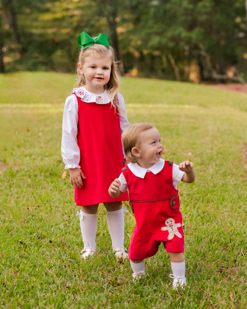 Boy's Christmas "Gingerbread" Overall Set - Little Threads Inc. Children's Clothing