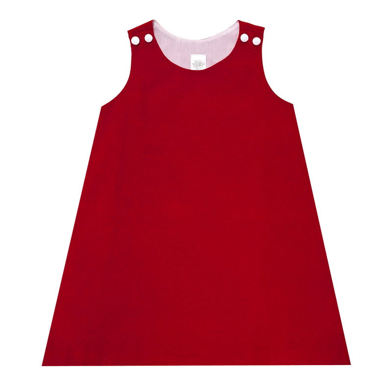 Girl's Red Corduroy Basic Christmas Jumper - Little Threads Inc. Children's Clothing