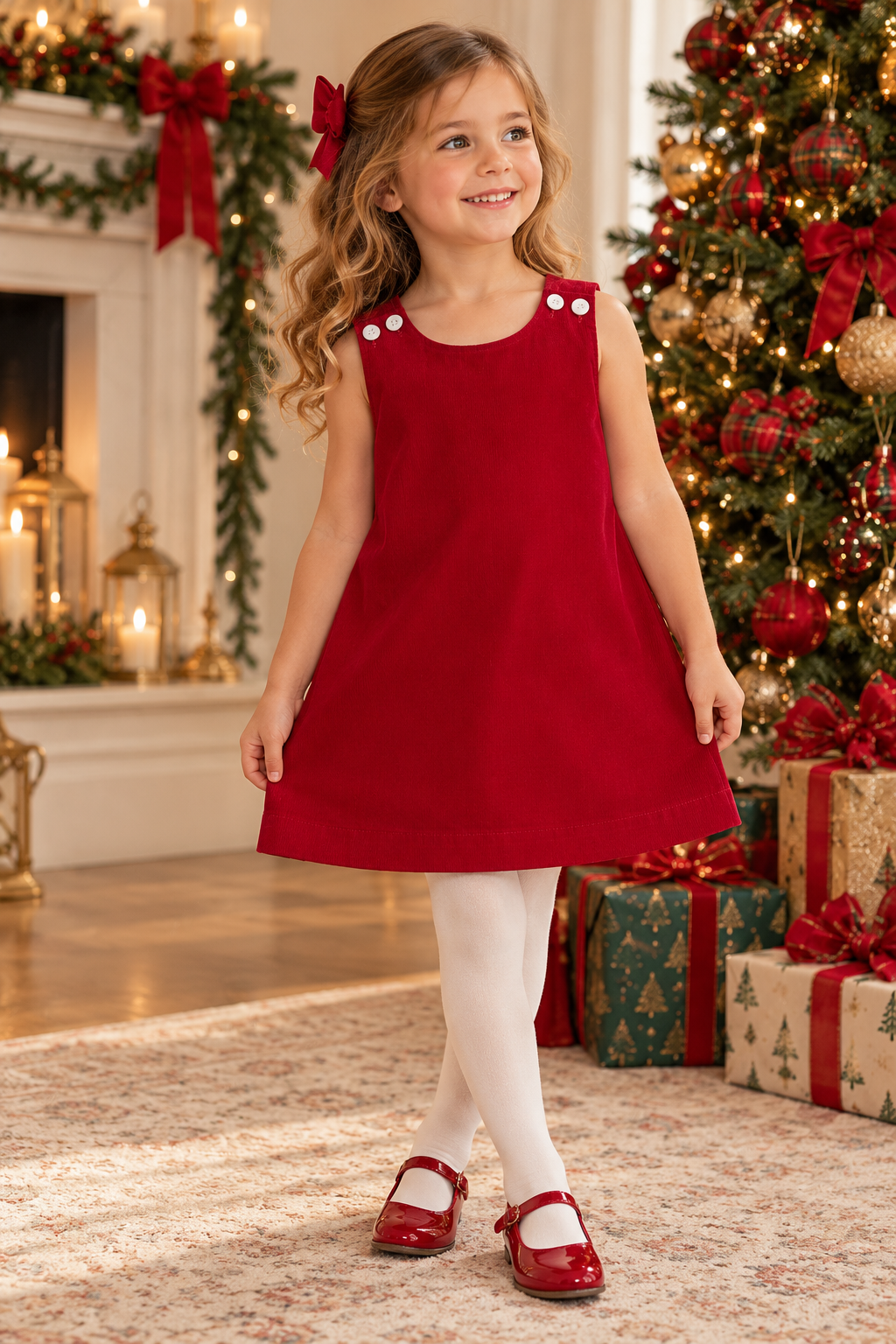 Red Corduroy Girls Dress - Little Threads Inc. Children's Clothing