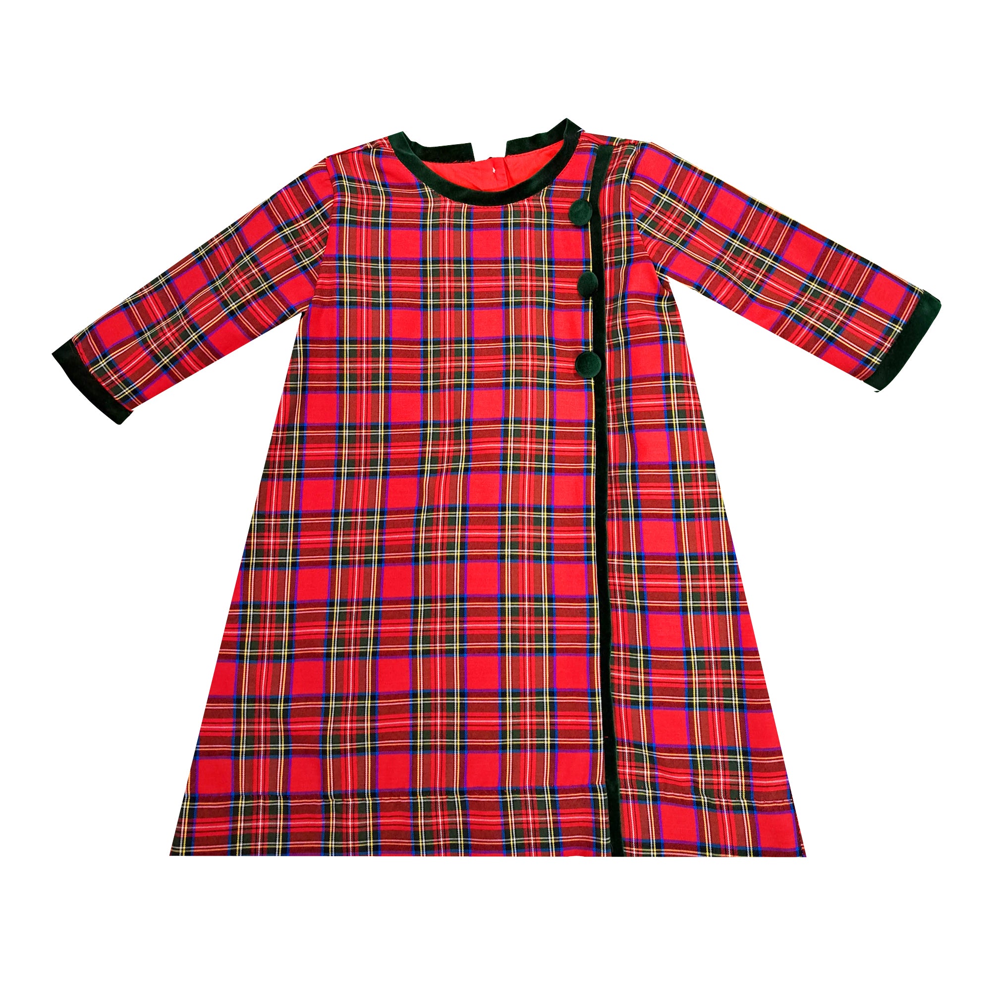 Girl's "Christmas Plaids" A line Button Girl - Little Threads Inc. Children's Clothing