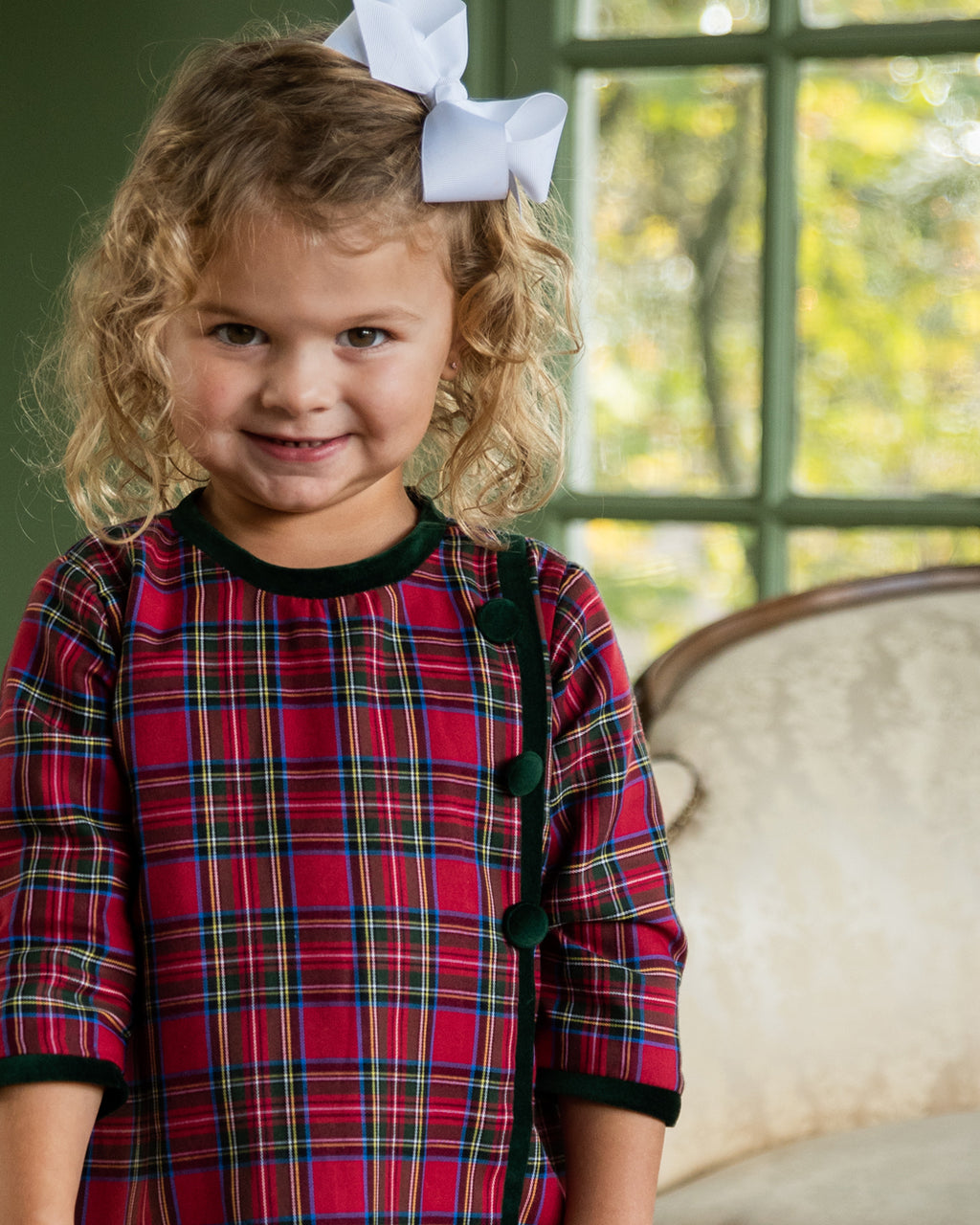 Girl's "Christmas Plaids" A line Button Girl - Little Threads Inc. Children's Clothing