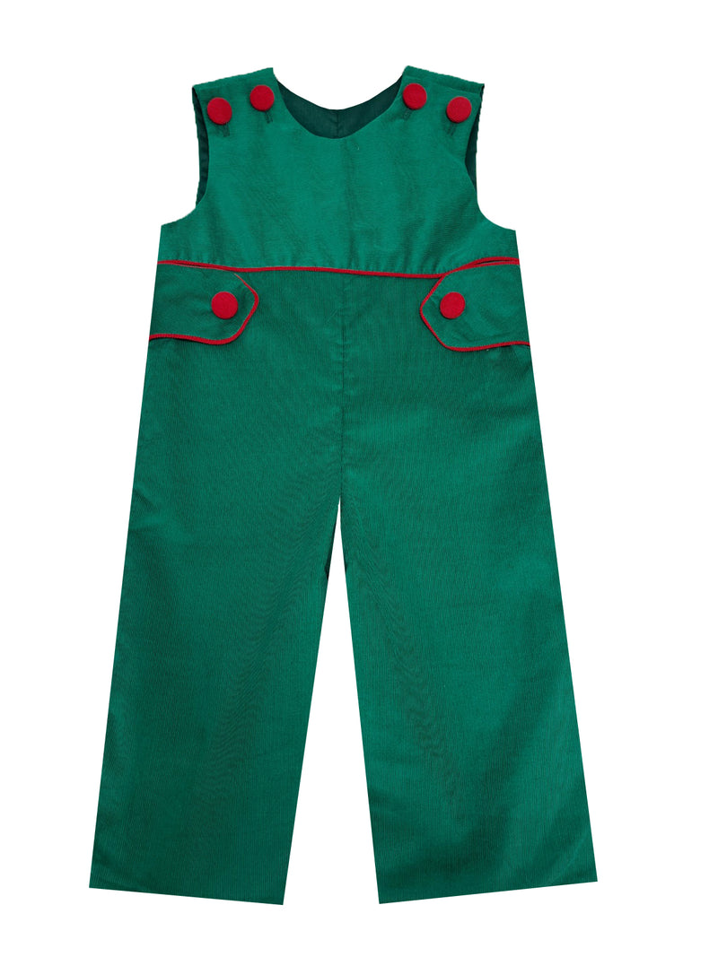 Boy's Green Corduroy Overall - Little Threads Inc. Children's Clothing
