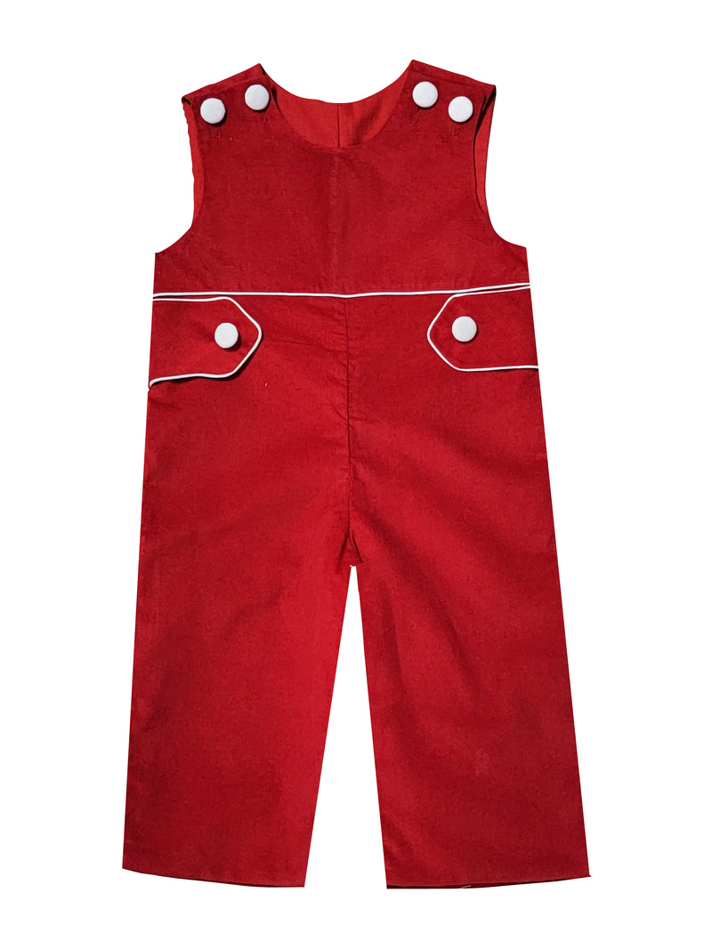 Boy's Red Corduroy Overall - Little Threads Inc. Children's Clothing