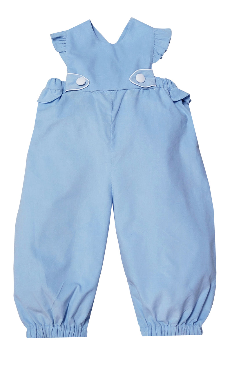 Girl's Blue Corduroy Romper - Little Threads Inc. Children's Clothing