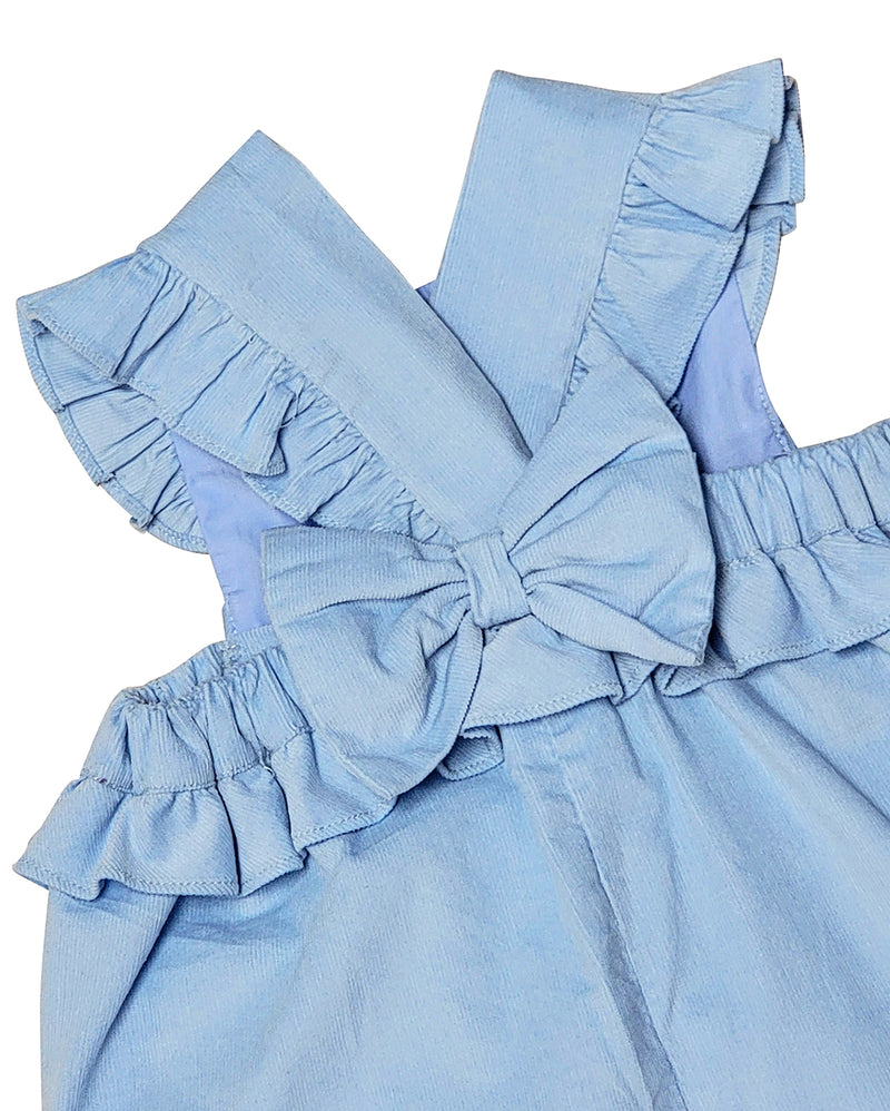 Girl's Blue Corduroy Romper - Little Threads Inc. Children's Clothing
