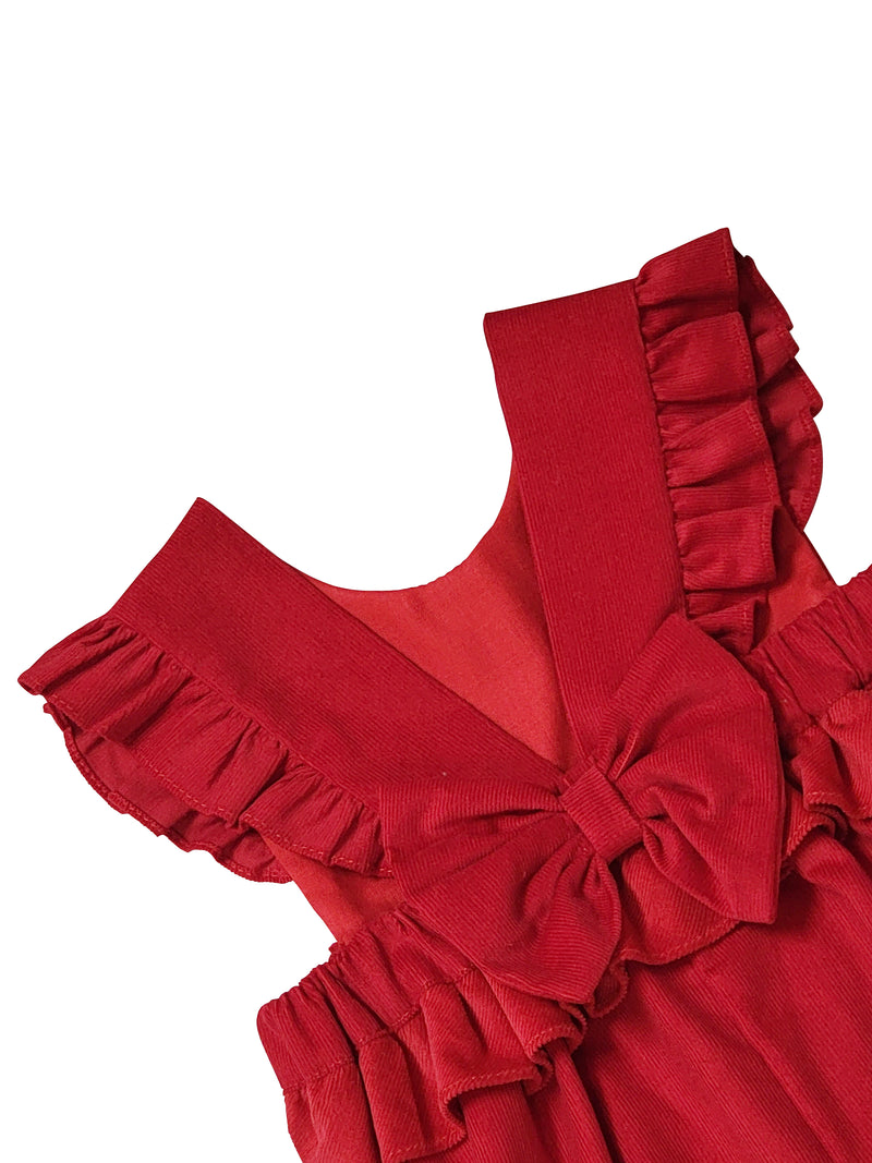 Girl's Red Corduroy Romper - Little Threads Inc. Children's Clothing