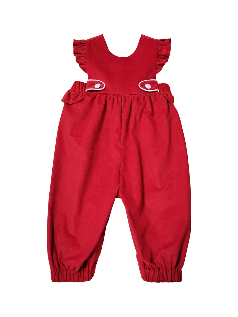 Girl's Red Corduroy Romper - Little Threads Inc. Children's Clothing
