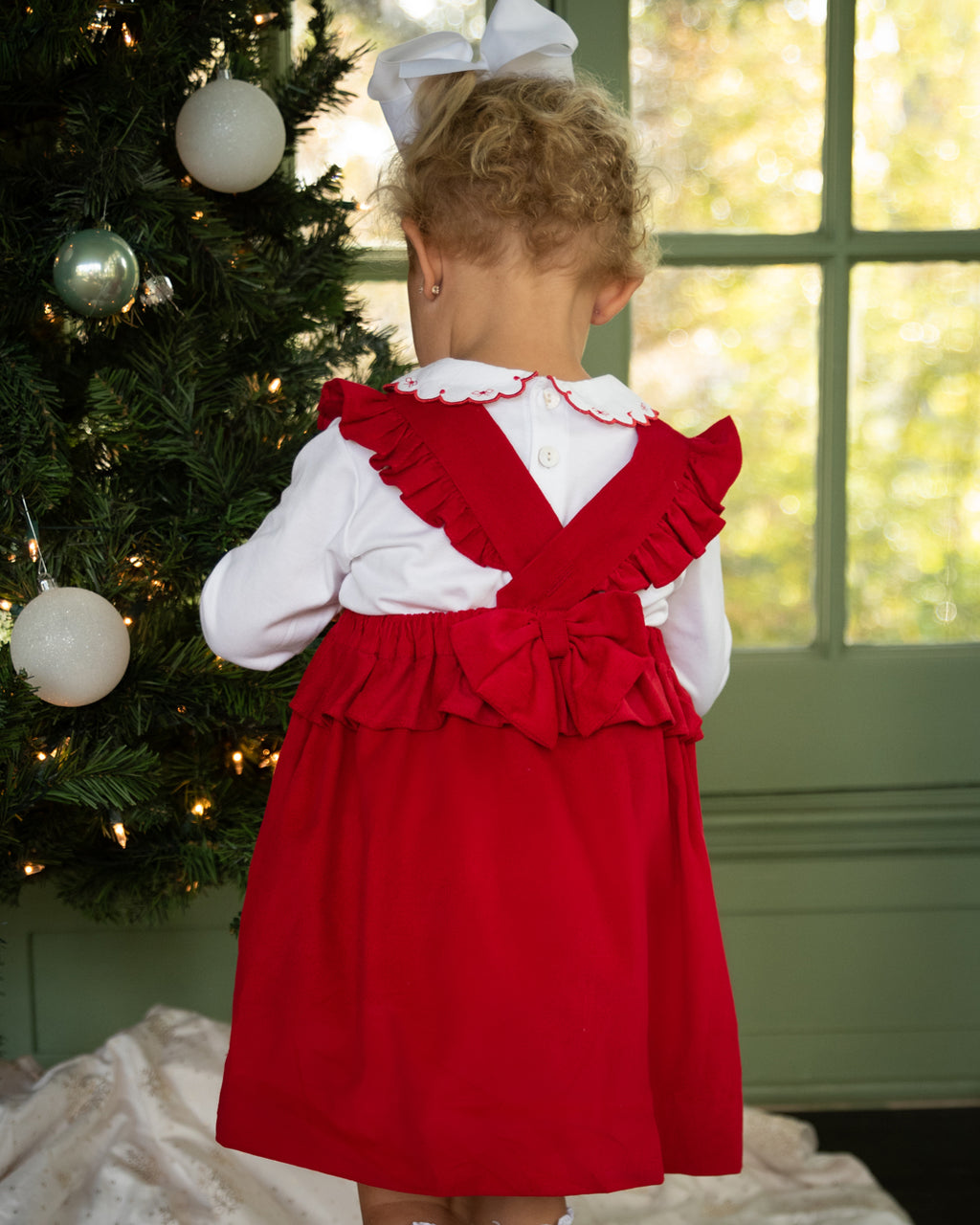 Girl's Red Corduroy Jumper - Little Threads Inc. Children's Clothing