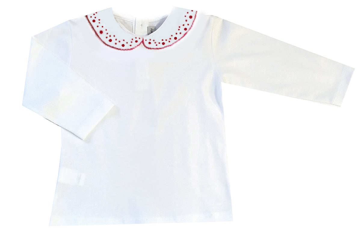 Christmas Bows Again Embroidered Girl Blouse - Little Threads Inc. Children's Clothing