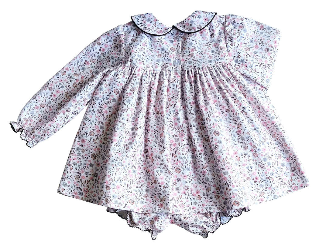 Cary - Fall Long sleeve floral and brown girl Diaper set - Little Threads Inc. Children's Clothing