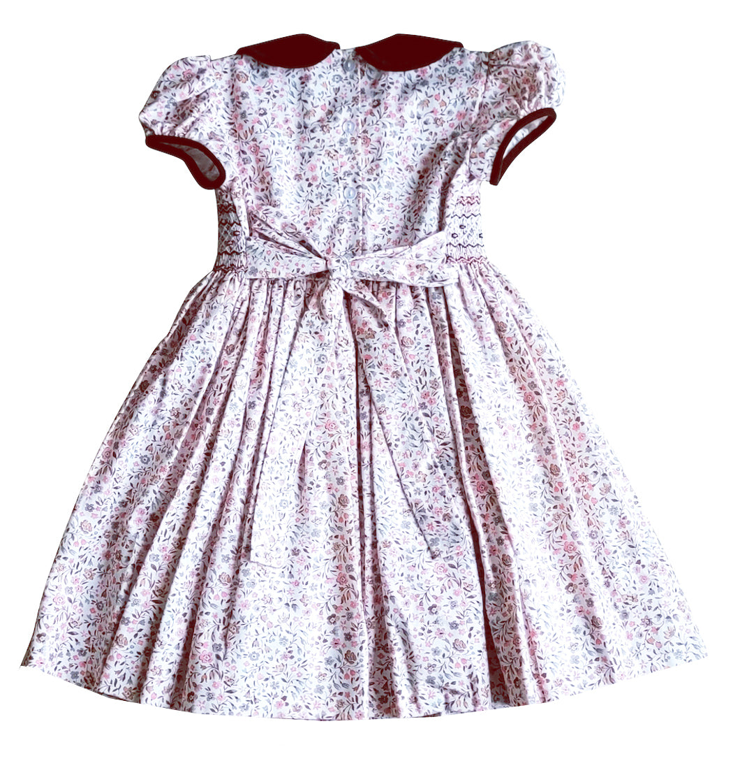 Cary Collection Fall Floral collared Girl hand smocked dress - Little Threads Inc. Children's Clothing