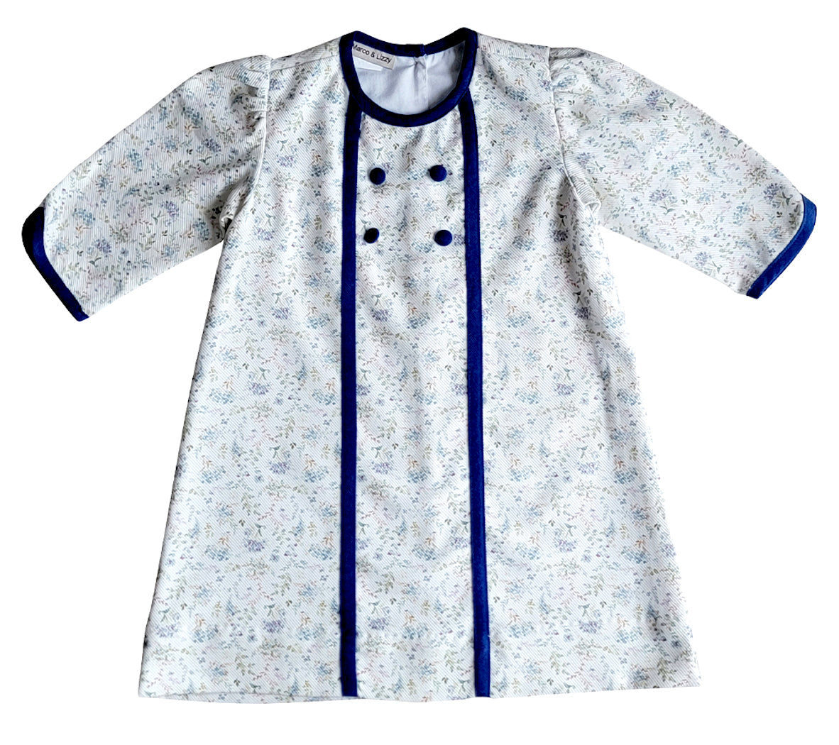 Mia - Long sleeve Fall blue floral A-Line girl's Dress - Little Threads Inc. Children's Clothing