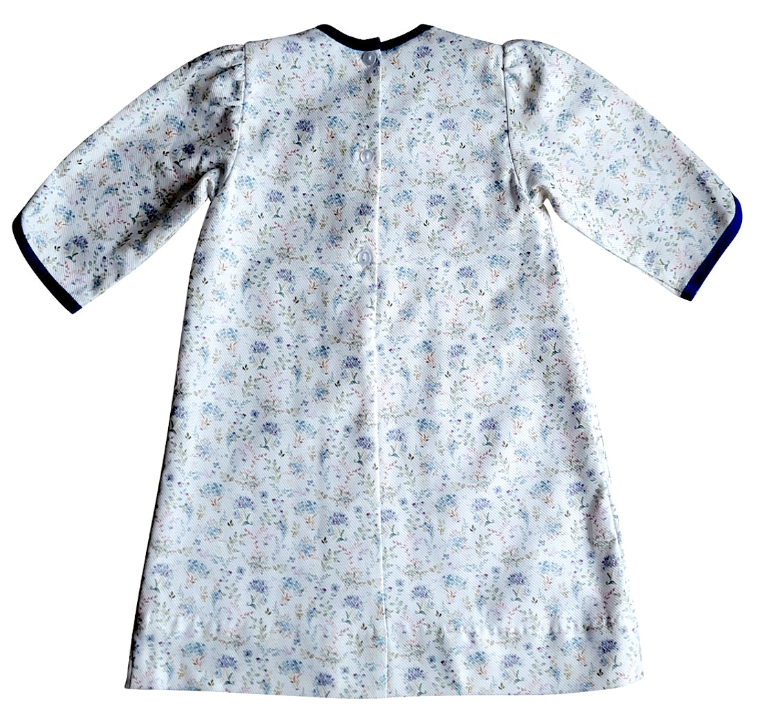 Mia - Long sleeve Fall blue floral A-Line girl's Dress - Little Threads Inc. Children's Clothing